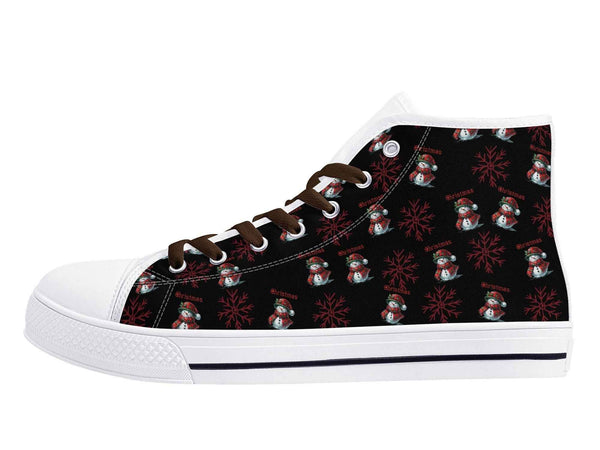 Mens Christmas Inspired Rubber High Top Canvas Shoes with Graffiti Style