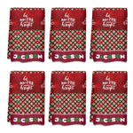 Personalized Christmas Plaid Hand Towel 6-Pack - Stacked front view with custom 'JACKSON' name | Our Phoenix Rise