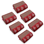 Personalized Christmas Plaid Hand Towel 6-Pack - Stacked from top showing 'be merry and bright' text | Our Phoenix Rise