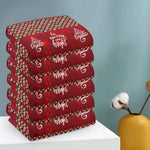 Personalized Christmas Plaid Hand Towel 6-Pack - Stacked showing vibrant red and green colors | Our Phoenix Rise