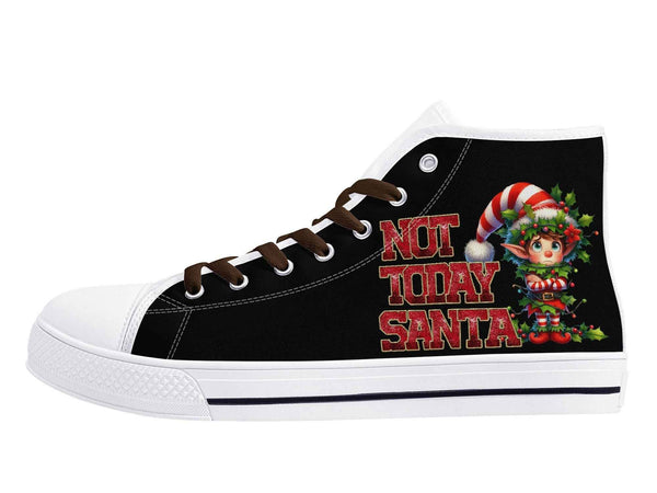Mens Not Today Santa Canvas High Top Shoes with Rubber Outsole