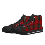 Red Plaid Christmas High Top Canvas Shoes - Pair on white background | Our Phoenix Rise