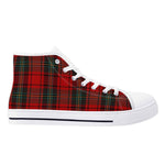 Red Plaid Christmas High Top Canvas Shoes - Front view, festive style | Our Phoenix Rise
