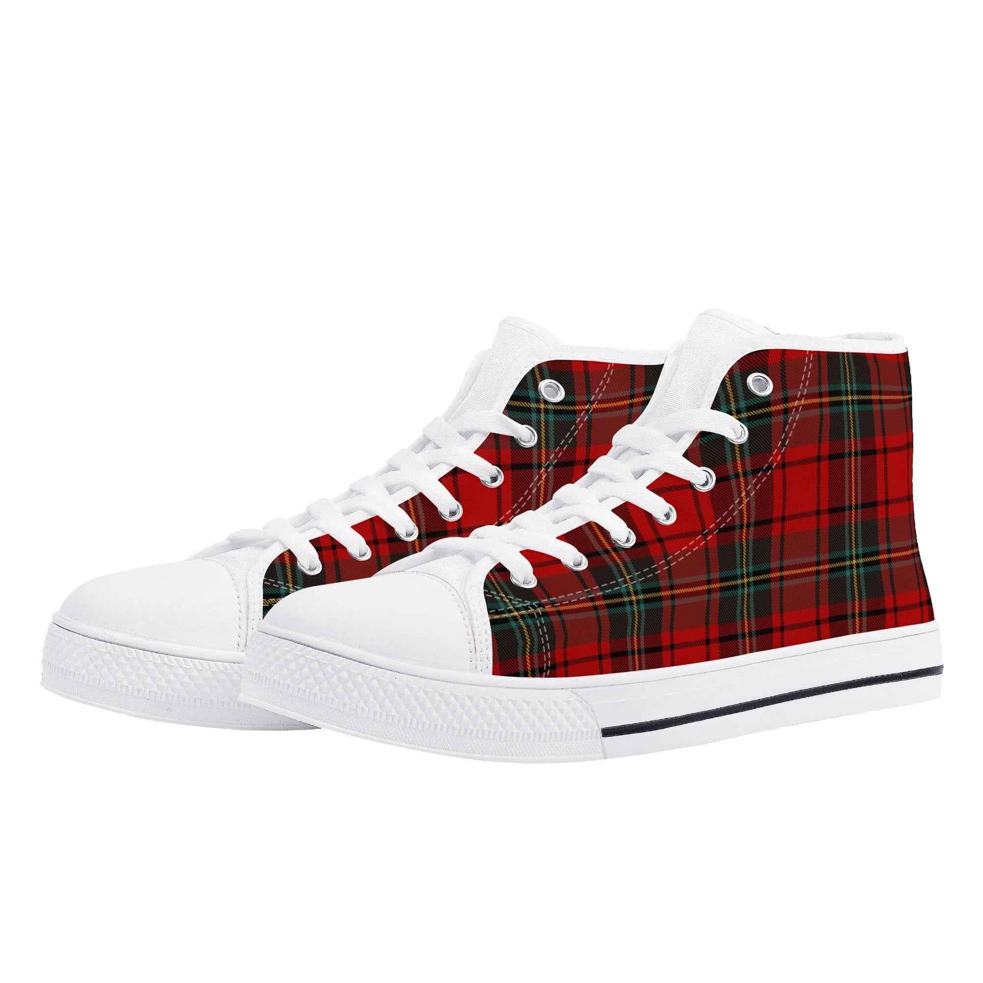 Womens Red Plaid Christmas High Top Canvas Shoes US5.5-12 1-5