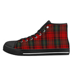 Red Plaid Christmas High Top Canvas Shoes - Single shoe, side profile | Our Phoenix Rise