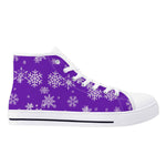 Womens Purple Snowflake High Top Canvas Shoes with Rubber Sole