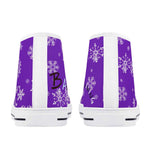 Womens Purple Snowflake High Top Canvas Shoes with Rubber Sole