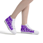 Womens Purple Snowflake High Top Canvas Shoes with Rubber Sole