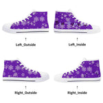 Womens Purple Snowflake High Top Canvas Shoes with Rubber Sole