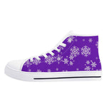 Womens Purple Snowflake High Top Canvas Shoes with Rubber Sole