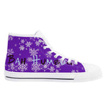 Womens Purple Snowflake High Top Canvas Shoes with Rubber Sole