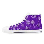 Womens Purple Snowflake High Top Canvas Shoes with Rubber Sole