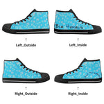 High Top Canvas Shoes with Blue Snowflake Design for Women
