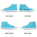 High Top Canvas Shoes with Blue Snowflake Design for Women