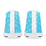 High Top Canvas Shoes with Blue Snowflake Design for Women