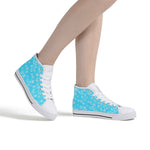 High Top Canvas Shoes with Blue Snowflake Design for Women