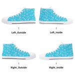 High Top Canvas Shoes with Blue Snowflake Design for Women