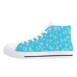 High Top Canvas Shoes with Blue Snowflake Design for Women