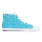 High Top Canvas Shoes with Blue Snowflake Design for Women