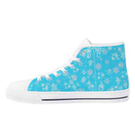 High Top Canvas Shoes with Blue Snowflake Design for Women