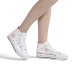 Elegant Womens Christmas Canvas High Top Sneakers with 2.4cm Heel