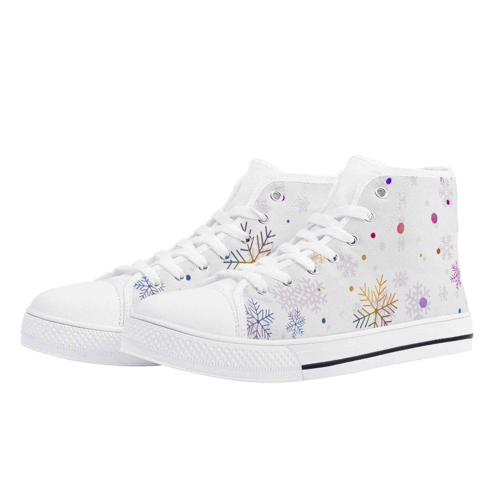Elegant Womens Christmas Canvas High Top Sneakers with 2.4cm Heel