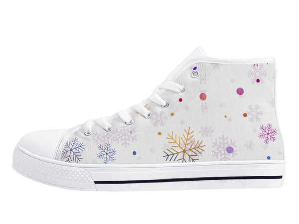 Elegant Womens Christmas Canvas High Top Sneakers with 2.4cm Heel
