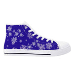 Blue Mens Snowflake Canvas High Top Shoes for Men