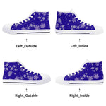 Blue Mens Snowflake Canvas High Top Shoes for Men