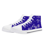 Blue Mens Snowflake Canvas High Top Shoes for Men