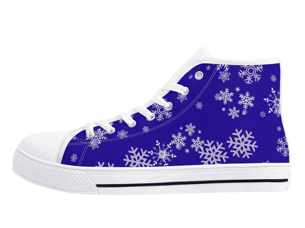 Blue Mens Snowflake Canvas High Top Shoes for Men