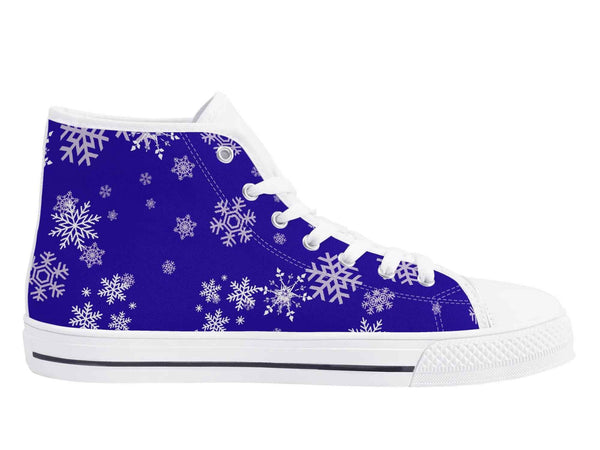 Blue Mens Snowflake Canvas High Top Shoes for Men