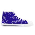 Blue Mens Snowflake Canvas High Top Shoes for Men