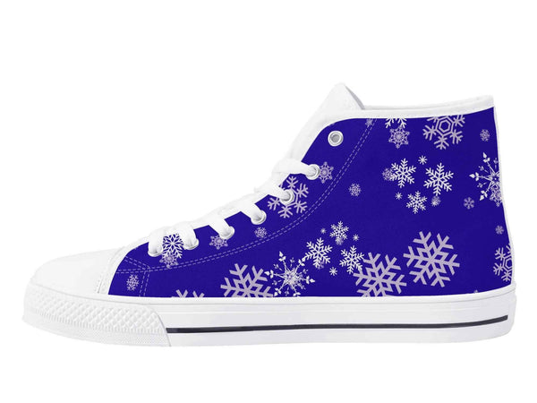 Blue Mens Snowflake Canvas High Top Shoes for Men
