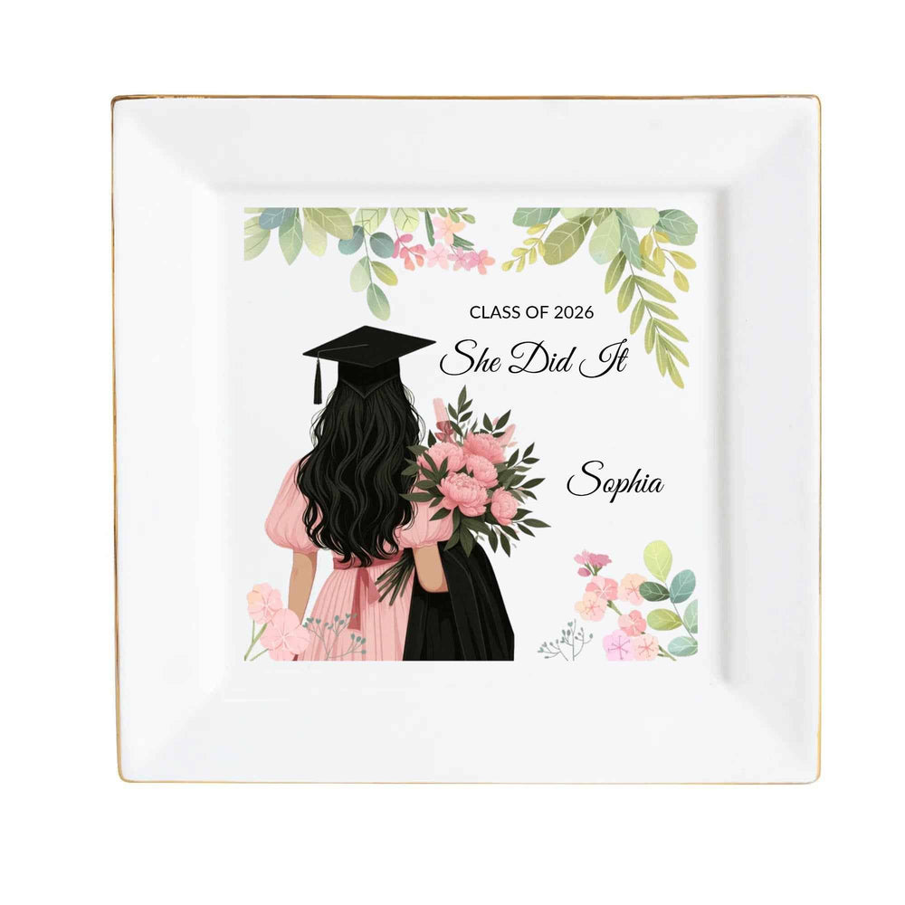 Personalized Graduation Square Ceramic Plate White 1-4