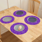 Purple Snowflake Round Placemats Set of 4 - Empty placemats on a white table | Our Phoenix Rise