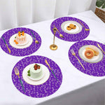 Purple Snowflake Round Placemat - Close up of snowflake pattern and polyester texture | Our Phoenix Rise