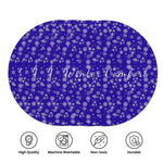 Personalized Blue Snowflake Round Placemats - On table with cutlery and decorative items | Our Phoenix Rise