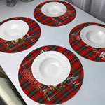 Personalized Christmas Round Placemats Set - Red Plaid with Elf on Dining Table | Our Phoenix Rise