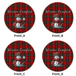 Personalized Winter Comfort Plaid Snowman Round Placemats - Edge and material detail | Our Phoenix Rise