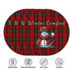 Personalized Winter Comfort Plaid Snowman Round Placemats - Flexible polyester material being held | Our Phoenix Rise