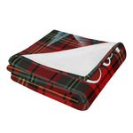 Plaid Snowman Winter Flannel Blanket - Folded showing red plaid and white reverse | Our Phoenix Rise
