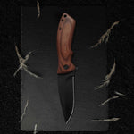 Personalized Engraved Wood Handle Pocket Knife - Top Down View on Dark Stone Background | Our Phoenix Rise
