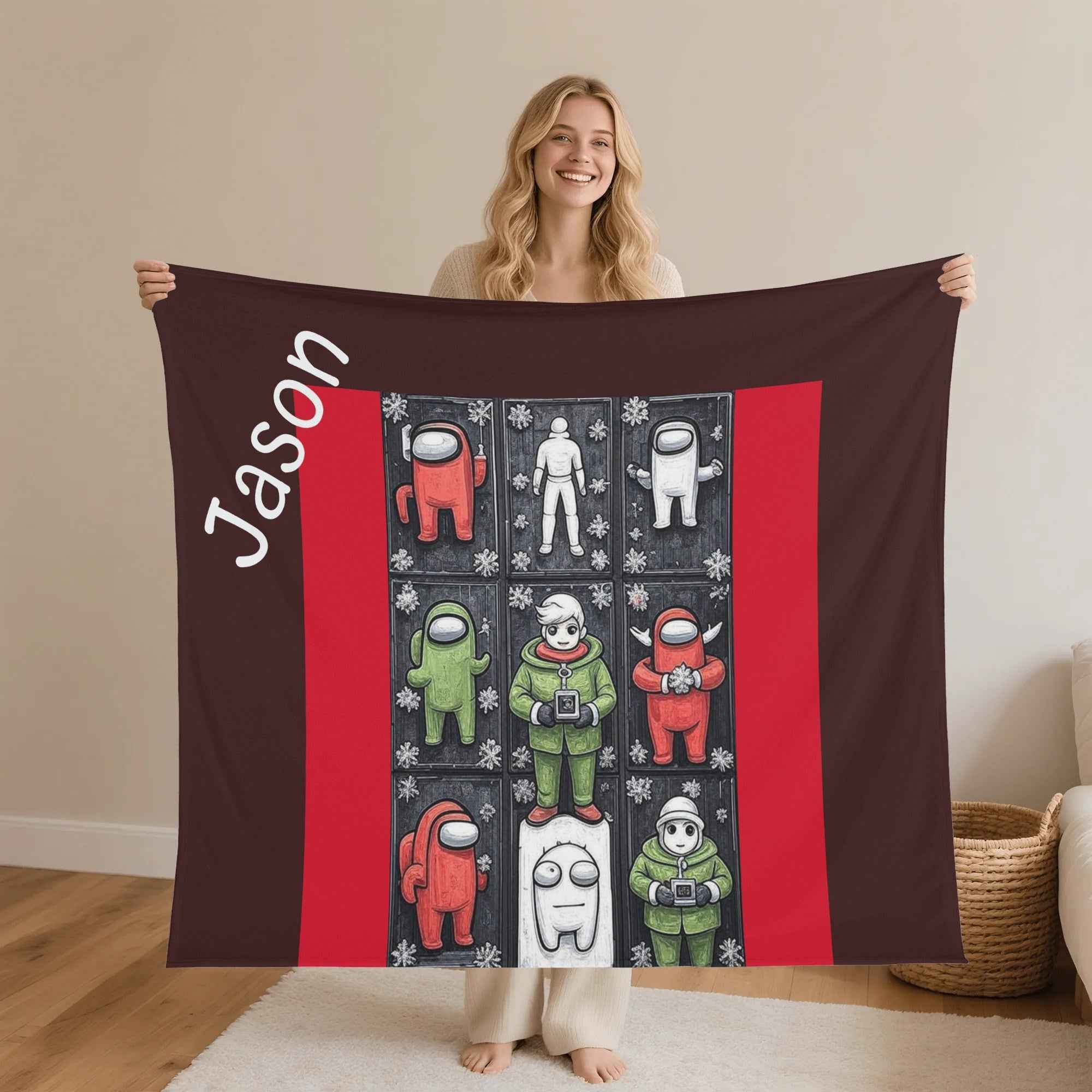 Personalized Space Crewmate Flannel Blanket Brown 30x40-60x80