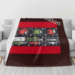 Personalized Space Crewmate Flannel Blanket - Full Layout on Grey Couch | Our Phoenix Rise