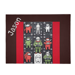 Personalized Space Crewmate Flannel Blanket - Flat Lay View Showing Character Grid | Our Phoenix Rise