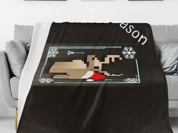Reindeer Pixel Holiday Blanket — USA-Made Flannel, 4 Sizes