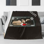 Reindeer Pixel Holiday Blanket — USA-Made Flannel, 4 Sizes