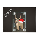 Reindeer Pixel Holiday Blanket — USA-Made Flannel, 4 Sizes