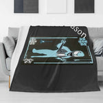 Personalized Symbiote Hero Flannel Blanket - Draped on Living Room Sofa | Our Phoenix Rise